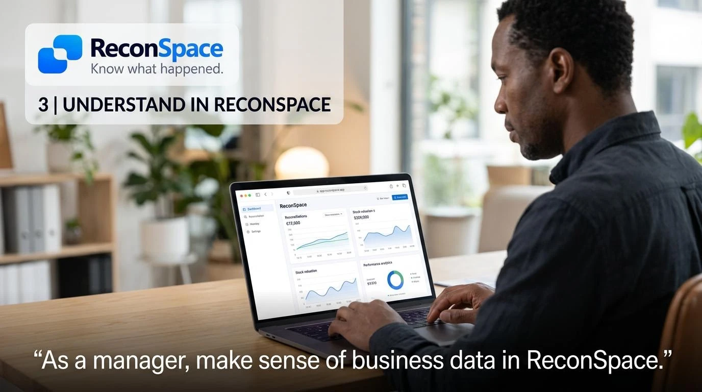ReconSpace presents stock evidence in a business context for managers to review.